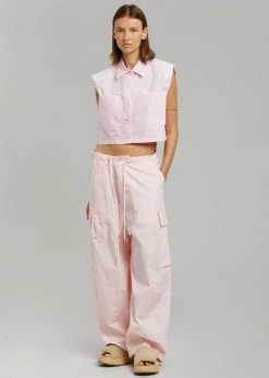 The Frankie Shop Marylin Padded Cropped Shirt - Pink