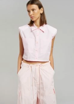 The Frankie Shop Marylin Padded Cropped Shirt - Pink