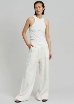 MATIN Herringbone Linen Pant - Off White