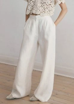 MATIN Herringbone Linen Pant - Off White