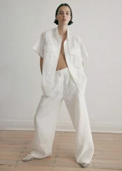 MATIN Herringbone Linen Pant - Off White