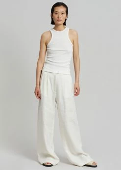 MATIN Herringbone Linen Pant - Off White