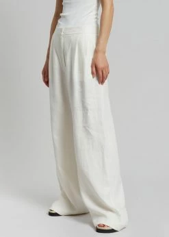 MATIN Herringbone Linen Pant - Off White