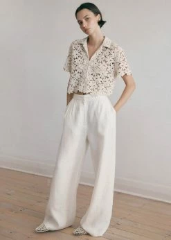 MATIN Herringbone Linen Pant - Off White