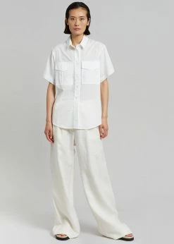 CLOTHING MATIN Short Sleeve Pocket Shirt - White