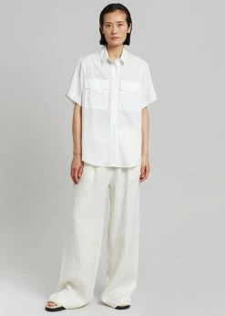 CLOTHING MATIN Short Sleeve Pocket Shirt - White