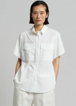 CLOTHING MATIN Short Sleeve Pocket Shirt - White