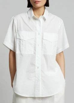 CLOTHING MATIN Short Sleeve Pocket Shirt - White