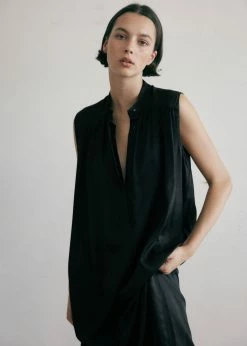 CLOTHING MATIN Sleeveless Button-up Dress - Black