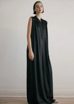 CLOTHING MATIN Sleeveless Button-up Dress - Black
