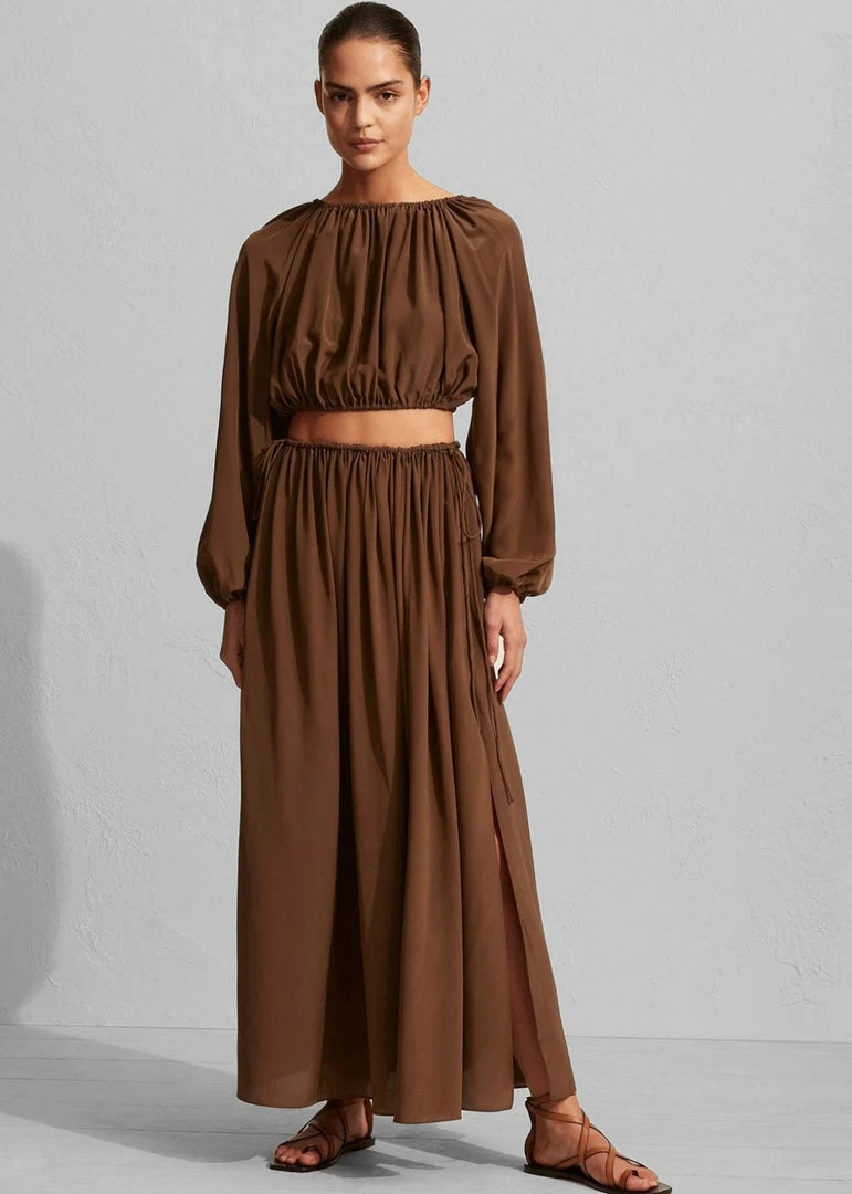 Flash Sale π Matteau Drawcord Split π Skirt - Pecan CLOTHING β¨ 3 Matteau Drawcord Split Skirt - Pecan CLOTHING