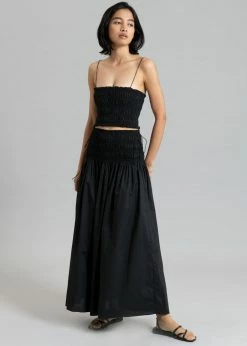 Matteau Shirred Tie Skirt - Black