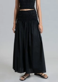 Matteau Shirred Tie Skirt - Black