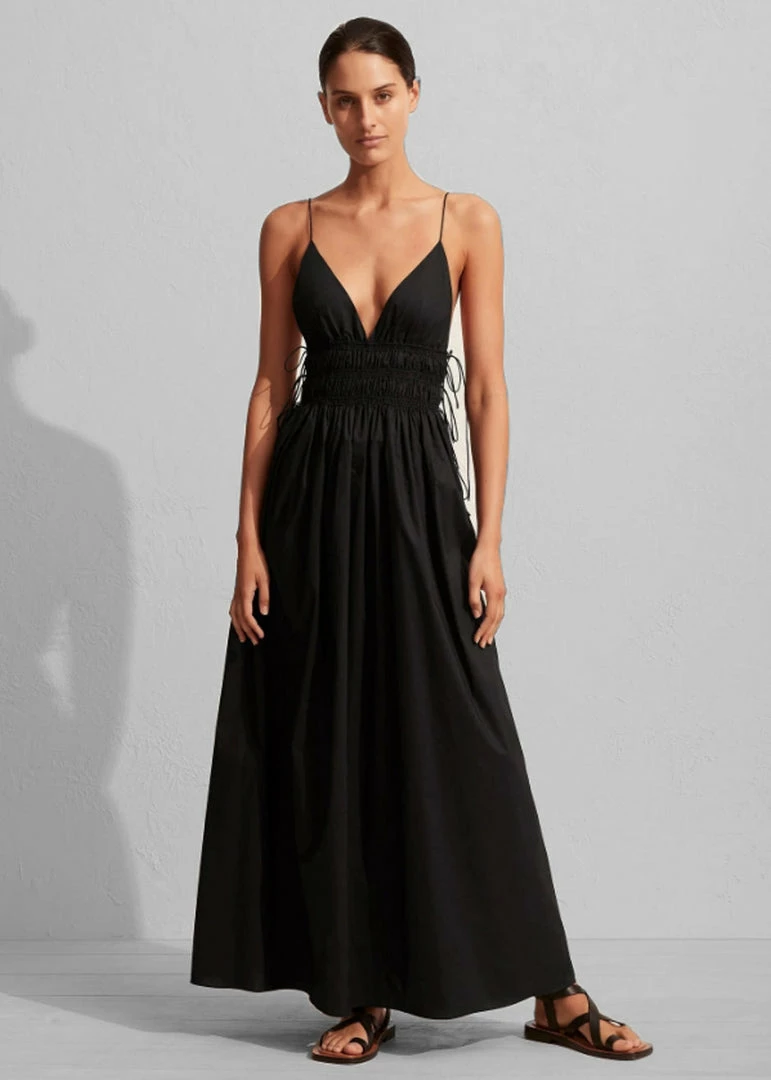 Brand new โจ CLOTHING Matteau Shirred Triangle ๐ Dress - Black ๐ 2 CLOTHING Matteau Shirred Triangle Dress - Black