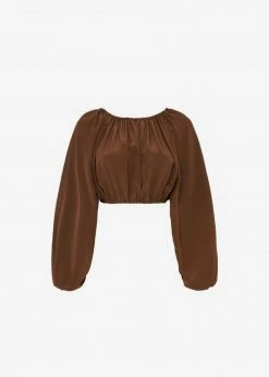 Matteau Voluminous Cropped Blouse - Pecan