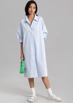 The Frankie Shop Mav Shirt Dress - Blue Stripe