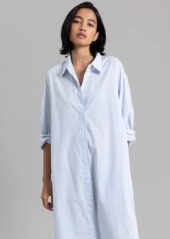 The Frankie Shop Mav Shirt Dress - Blue Stripe