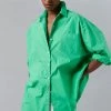 The Frankie Shop Melody Oversized Cotton Shirt - Island Green