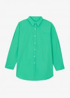 The Frankie Shop Melody Oversized Cotton Shirt - Island Green