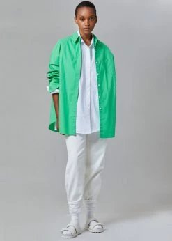 The Frankie Shop Melody Oversized Cotton Shirt - Island Green