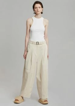 Auver_Fit CLOTHING Mia Belted Pants - Beige