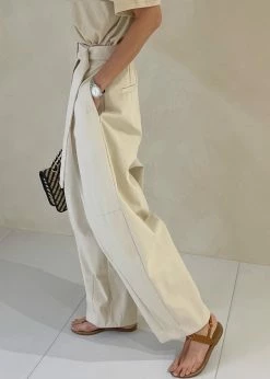 Auver_Fit CLOTHING Mia Belted Pants - Beige