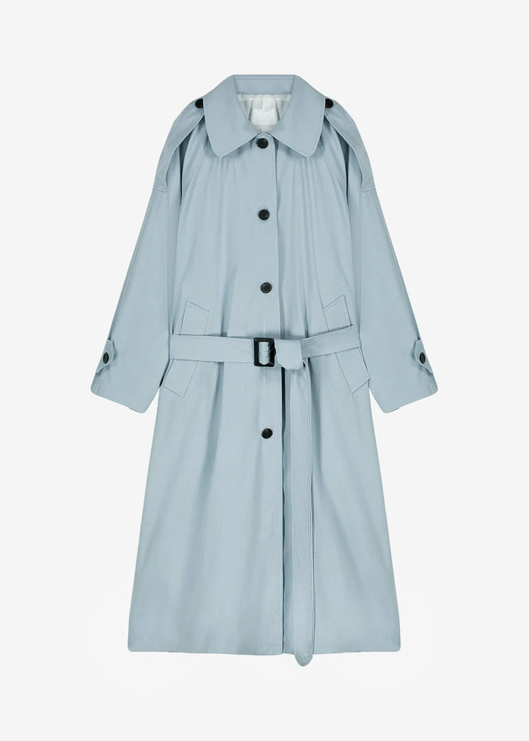 Hot Sale π€© The Frankie Shop CLOTHING Millie Trench π§₯ Coat - Pale Blue π― 10 The Frankie Shop CLOTHING Millie Trench Coat - Pale Blue