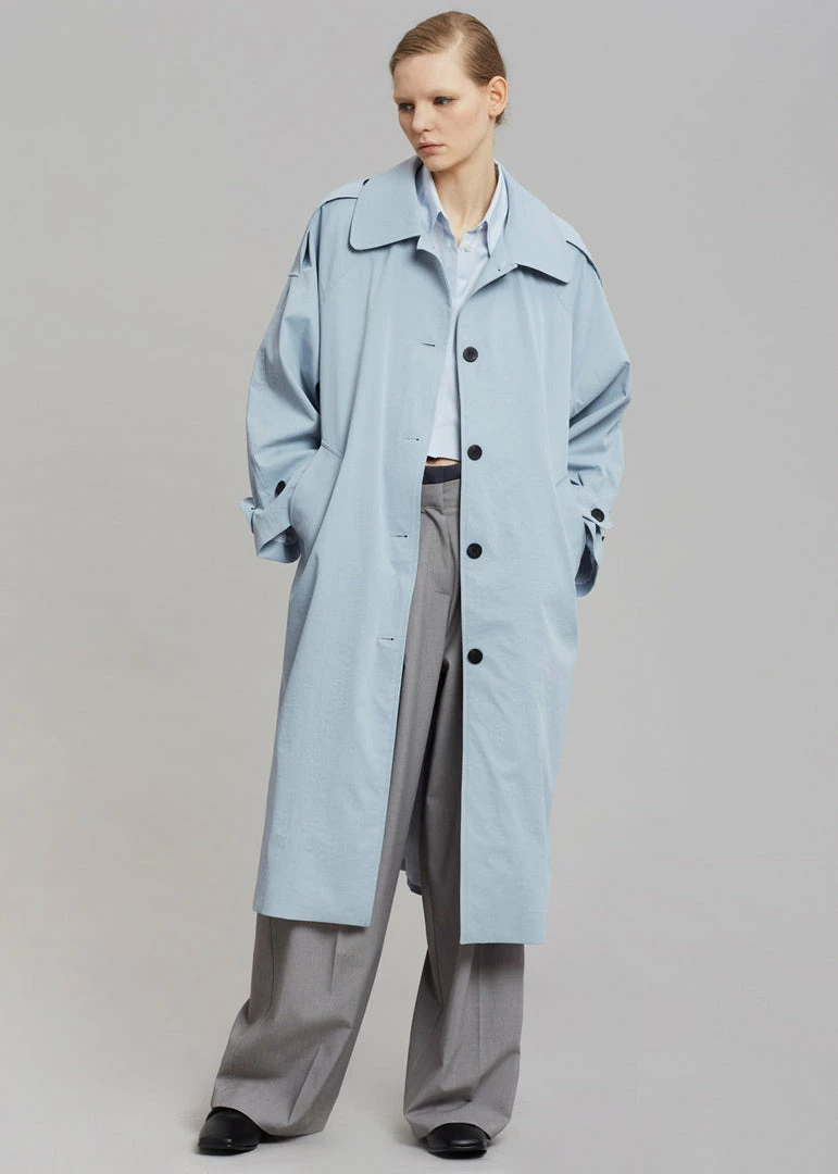 Hot Sale π€© The Frankie Shop CLOTHING Millie Trench π§₯ Coat - Pale Blue π― 5 The Frankie Shop CLOTHING Millie Trench Coat - Pale Blue