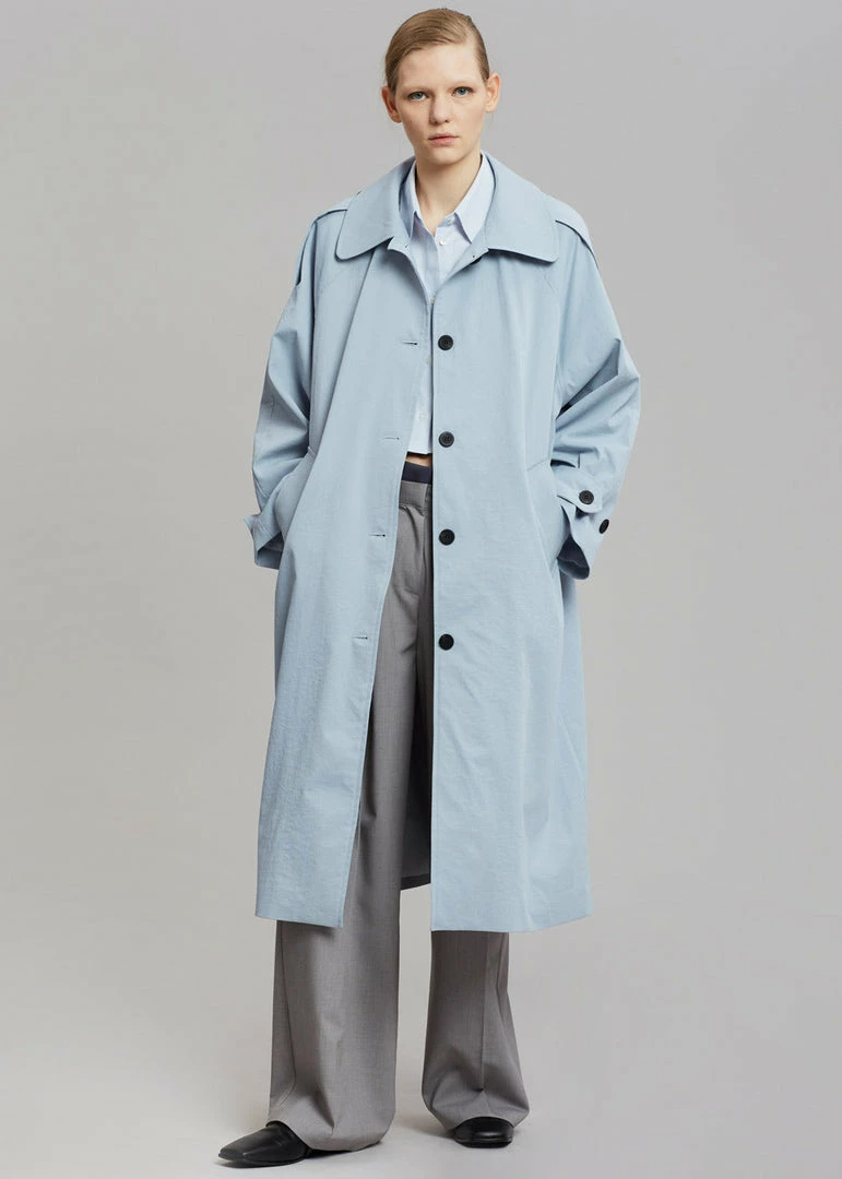 Hot Sale π€© The Frankie Shop CLOTHING Millie Trench π§₯ Coat - Pale Blue π― 8 The Frankie Shop CLOTHING Millie Trench Coat - Pale Blue