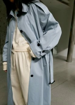 The Frankie Shop CLOTHING Millie Trench Coat - Pale Blue
