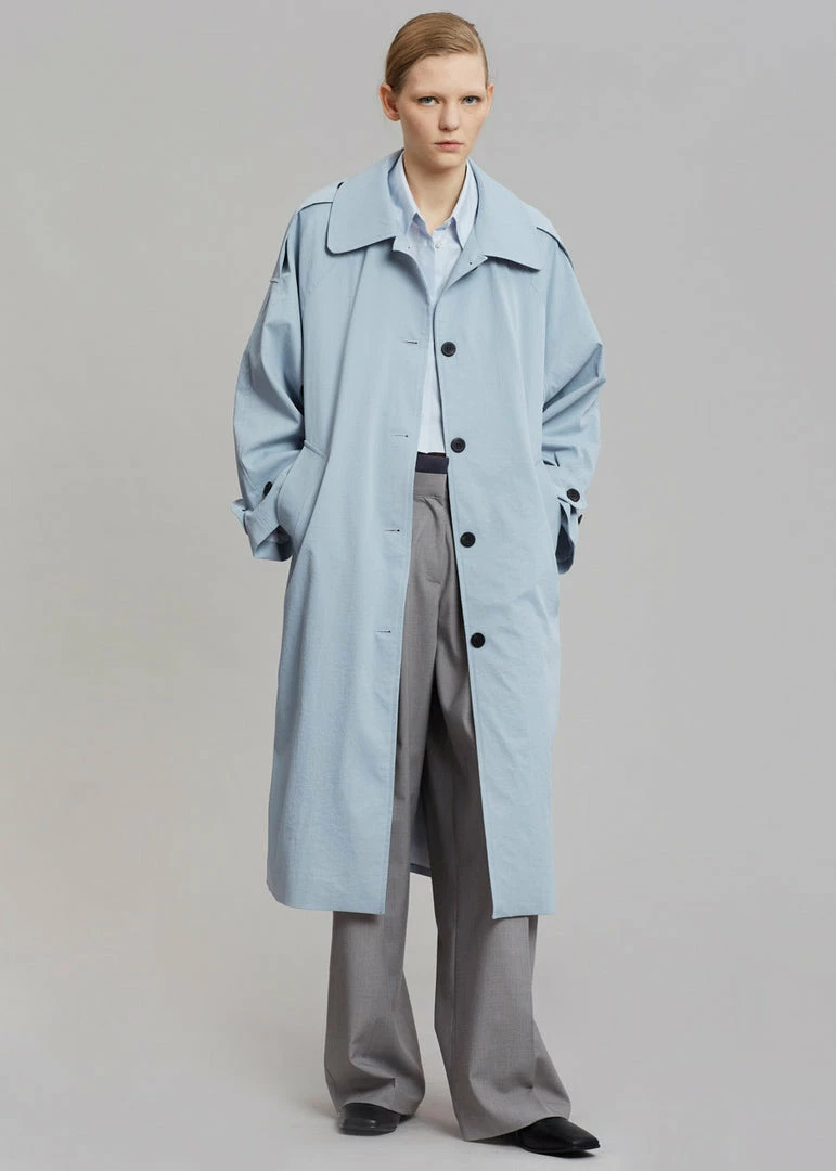 Hot Sale π€© The Frankie Shop CLOTHING Millie Trench π§₯ Coat - Pale Blue π― 3 The Frankie Shop CLOTHING Millie Trench Coat - Pale Blue