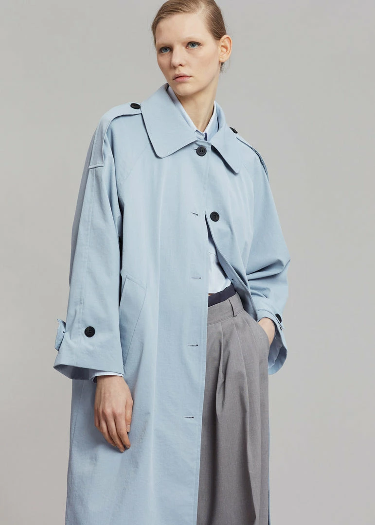 Hot Sale π€© The Frankie Shop CLOTHING Millie Trench π§₯ Coat - Pale Blue π― 6 The Frankie Shop CLOTHING Millie Trench Coat - Pale Blue