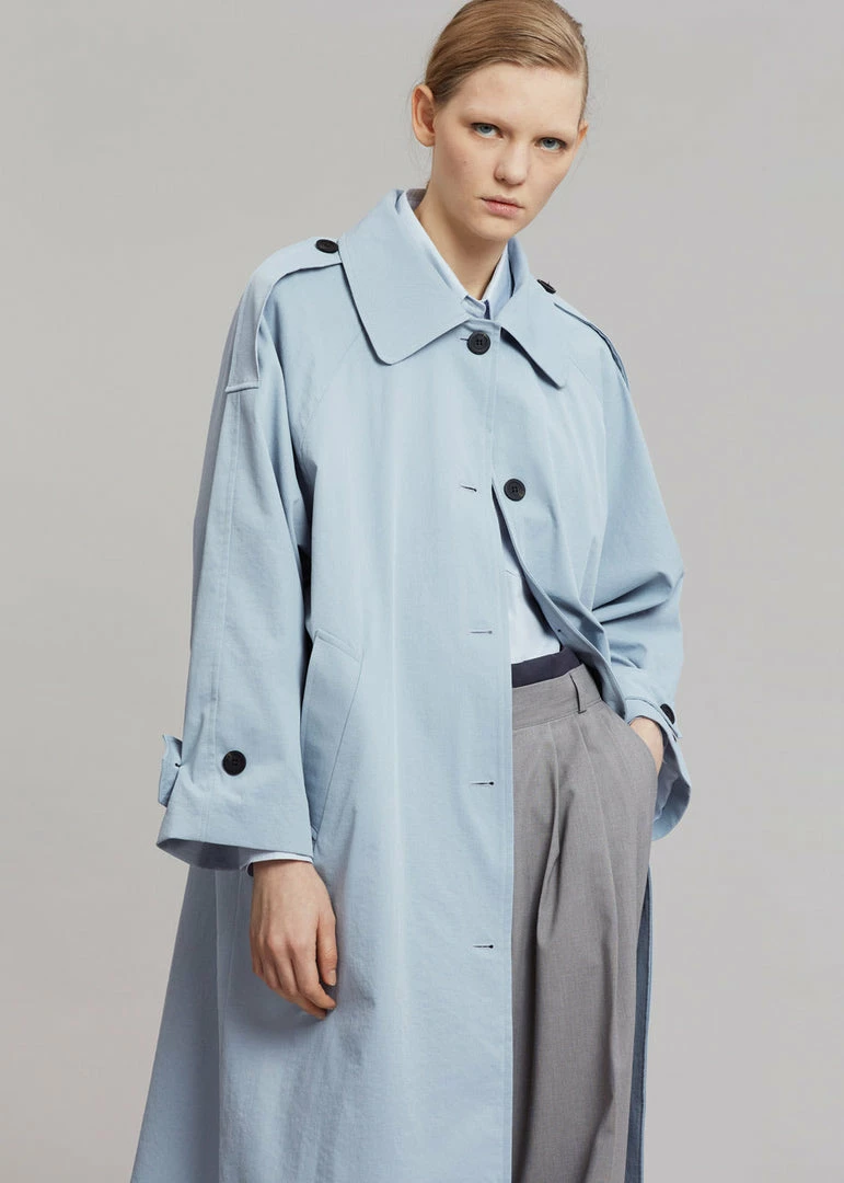 Hot Sale π€© The Frankie Shop CLOTHING Millie Trench π§₯ Coat - Pale Blue π― 4 The Frankie Shop CLOTHING Millie Trench Coat - Pale Blue