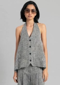Black Fuchsia Mirl Backless Vest - Grey Melange