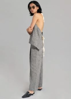 Black Fuchsia Mirl Backless Vest - Grey Melange