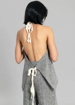 Black Fuchsia Mirl Backless Vest - Grey Melange