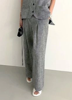 Black Fuchsia Mirl Wide Pants - Grey Melange