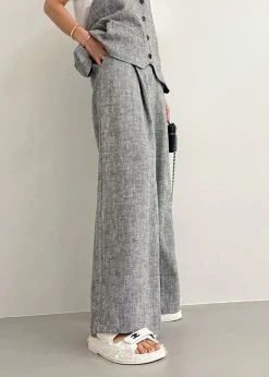 Black Fuchsia Mirl Wide Pants - Grey Melange