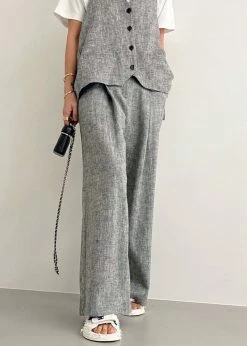 Black Fuchsia Mirl Wide Pants - Grey Melange