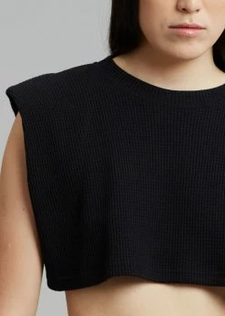 Another J Nanie Honeycomb Cropped Tee - Black CLOTHING