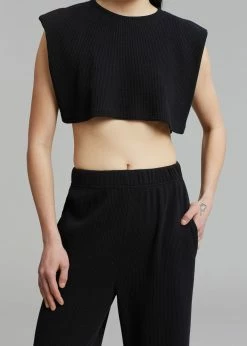 Another J Nanie Honeycomb Cropped Tee - Black CLOTHING