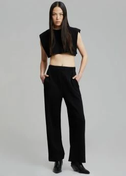 Another J Nanie Honeycomb Cropped Tee - Black CLOTHING