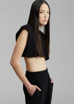 Another J Nanie Honeycomb Cropped Tee - Black CLOTHING