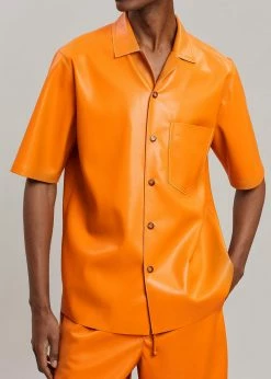 Men Nanushka Bodil Vegan Leather Shirt - Orange