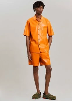 Men Nanushka Bodil Vegan Leather Shirt - Orange