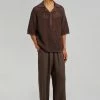 Nanushka Dorian Paper Crochet Shirt - Brown Men