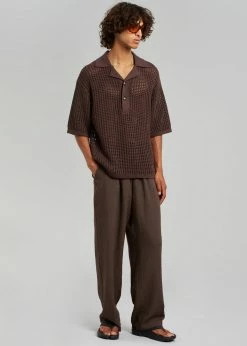 Nanushka Dorian Paper Crochet Shirt - Brown Men