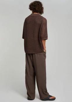 Nanushka Dorian Paper Crochet Shirt - Brown Men