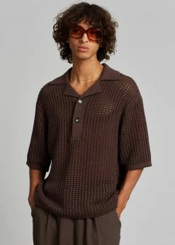 Nanushka Dorian Paper Crochet Shirt - Brown Men