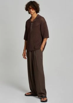 Nanushka Dorian Paper Crochet Shirt - Brown Men